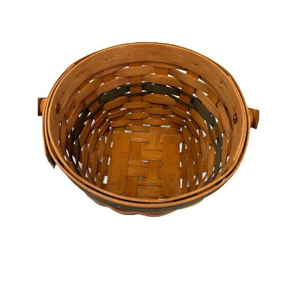 1994 Longaberger Christmas Collection Jingle Bell Green Trim Basket Plaid Liner - Picture 3 of 4